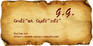 Gnámt Győző névjegykártya